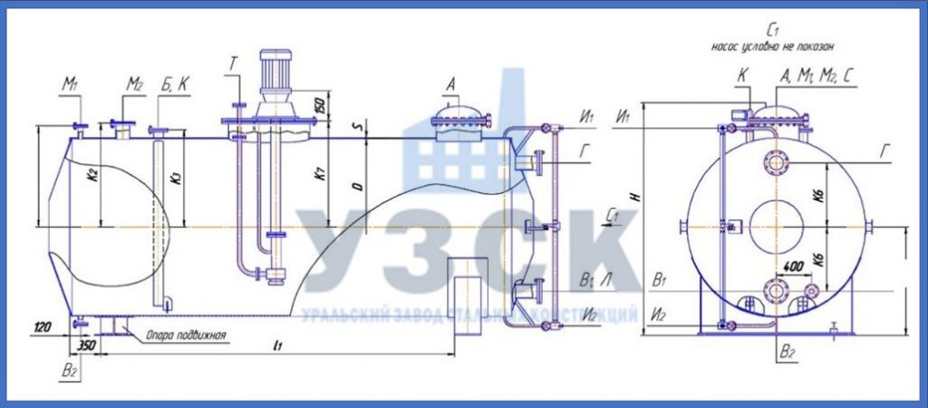 Чертеж емкости ГКК в Узгене